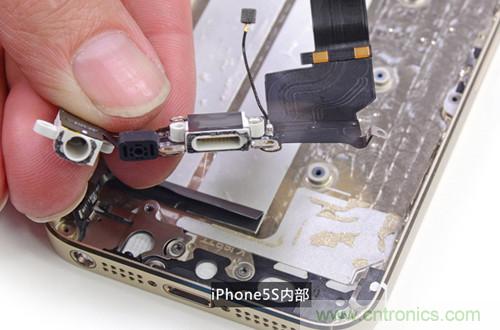 土豪金iPhone 5S拆解：內(nèi)部結(jié)構(gòu)升級，維修難度增加