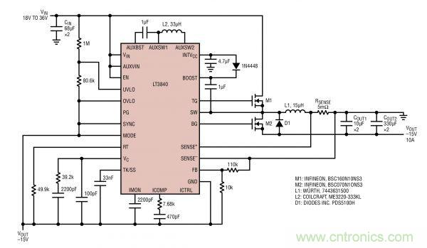 電路分享：基于LT3840電源設(shè)計應(yīng)用的電路圖