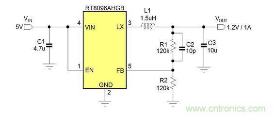 CMCOT架構Buck轉換器的電路實例