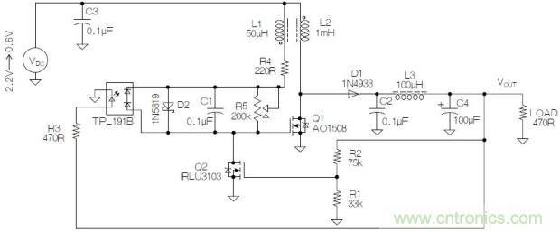 圖2：基于MOSFET的焦耳小偷電路。