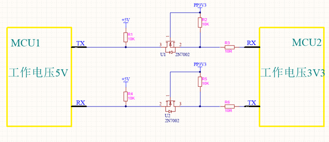 不同的電平信號的MCU如何進行串口通信？